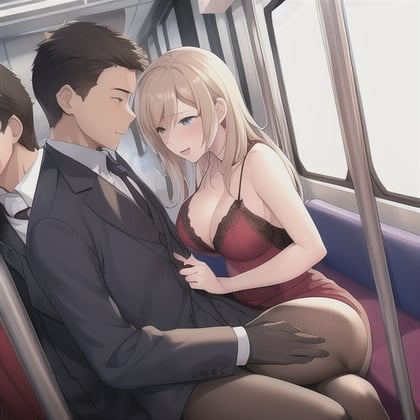 Cover of 通学電車内でくたびれた感じのリーマンにスカートを捲りあげてセックスに誘うハレンチな美人女子高生の喘ぎと言い訳